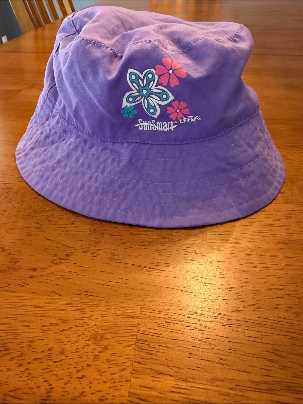 Aqua Leisure Toddler Girl’s Purple Floral Bucket Hat Summer Hat Sun Smart UPF 50